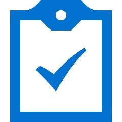 blue clipboard with check icon