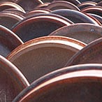 brown railcar wheels