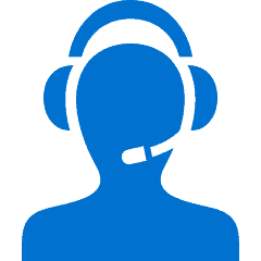 person with headphones blue icon