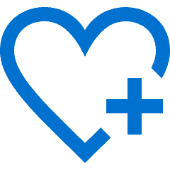 heart with plus sign blue