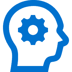 blue icon head with gear