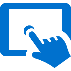 finger touching ipad blue icon