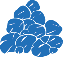 pile of ferro-alloy rocks blue icon
