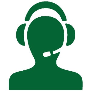 person with headphones blue icon